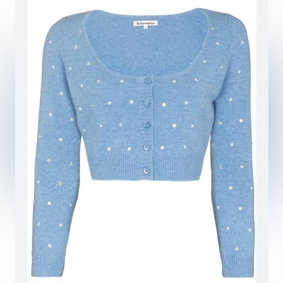 REFORMATION Nathalia Ebellished Cardigan Sz S - Picture 2 of 9